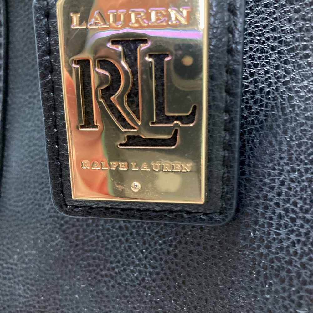 Ralph Lauren Large Black Leather with Studs Zippered Tote Bag NWOT - Picture 7 of 8